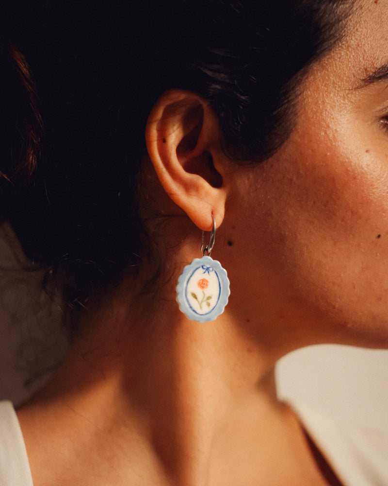 Vintage Fleur Porcelain Earrings