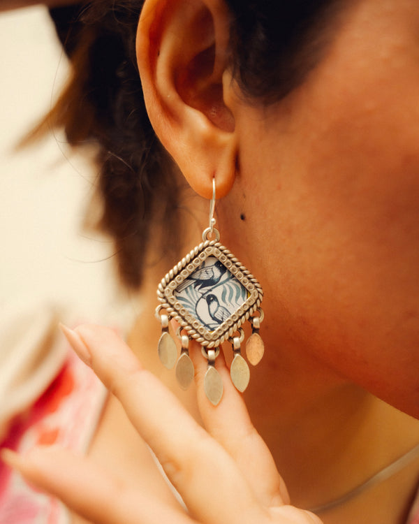 Bairan Birds Miniature Silver Earrings