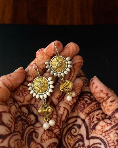 Meher Dual Tone Silver Earrings