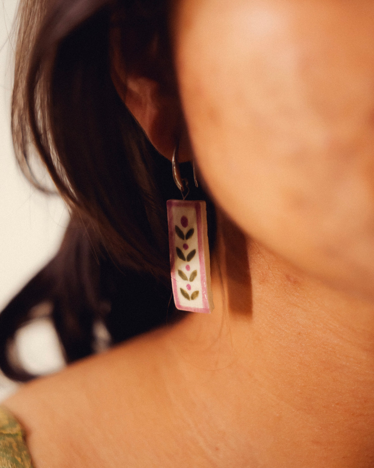 Lilac Pallava Ceramic Earrings