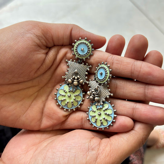 Pranavi Enamel-SIlver Earrings