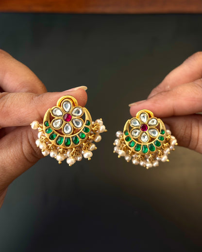 Anika Kundan Earrings – Emerald