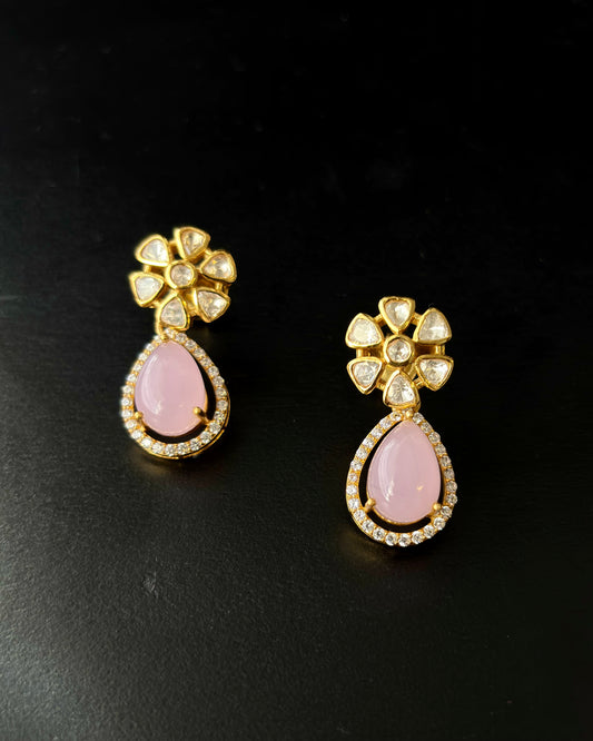 Nigar Rose Quartz Silver Earrings