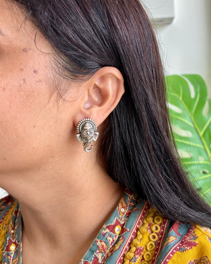 Vakratunda Silver Stud Earrings
