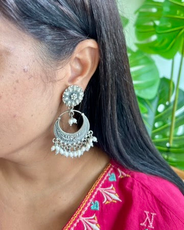 Inayat Silver Pearl ChaandBali Earrings