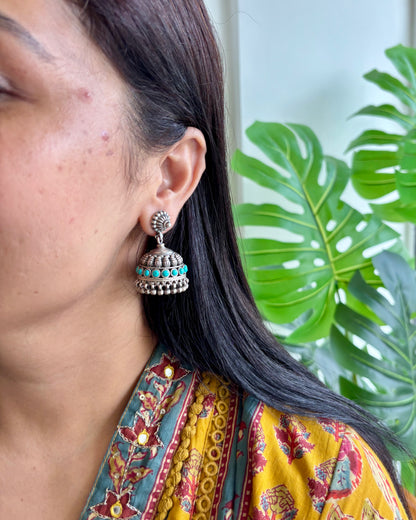 Rewa Turquoise Jhumki Earrings