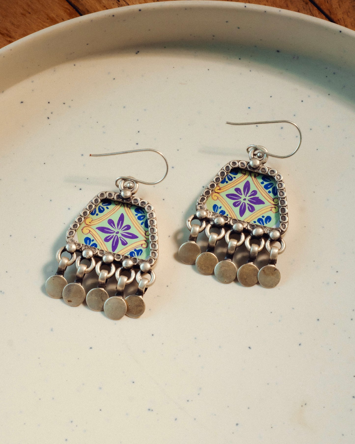 Mridula Handpainted Miniature Silver Earrings