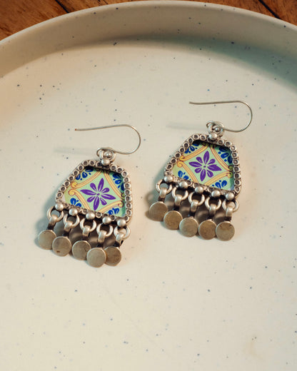 Mridula Handpainted Miniature Silver Earrings
