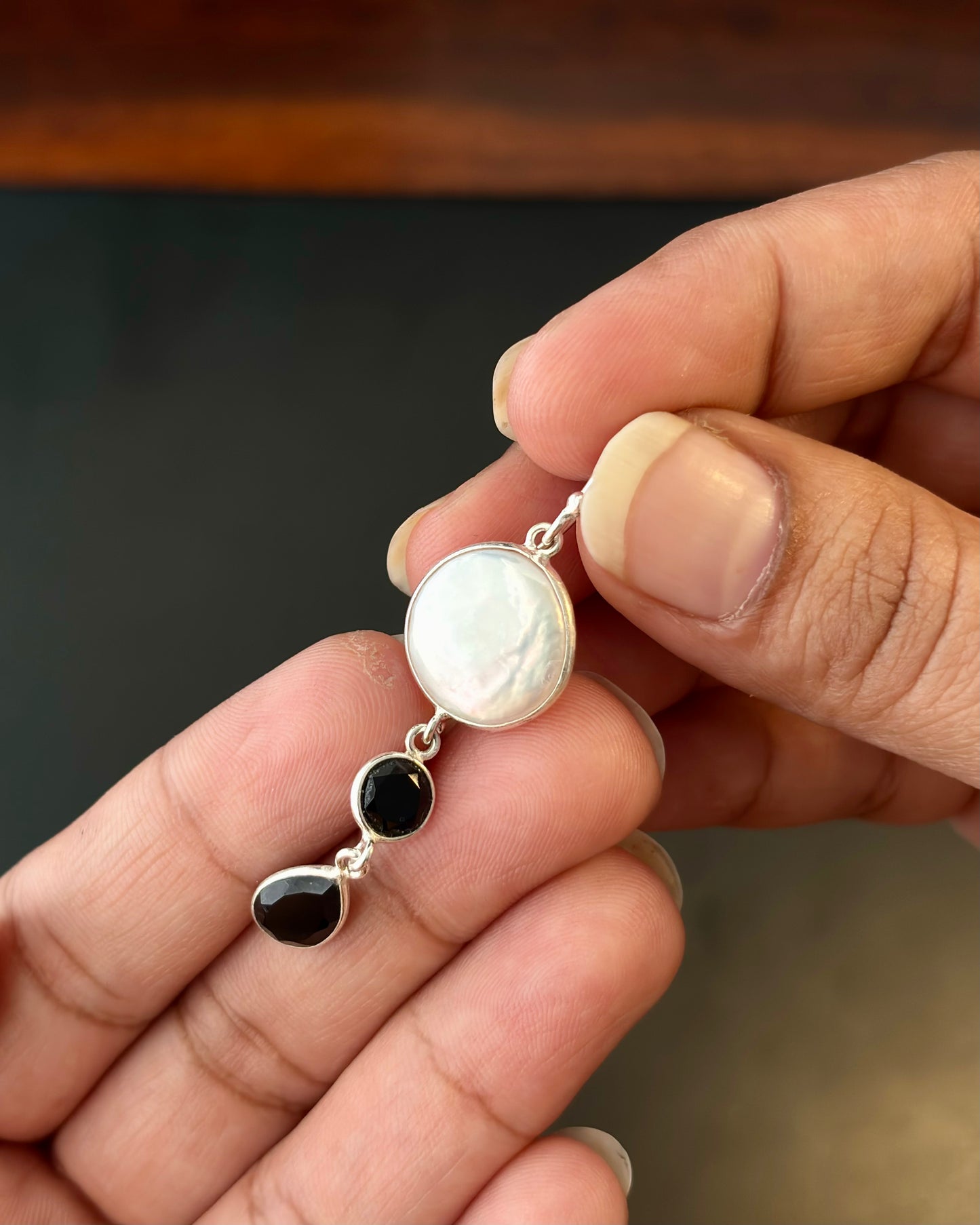 Nira Pearl Silver Drop Earrings