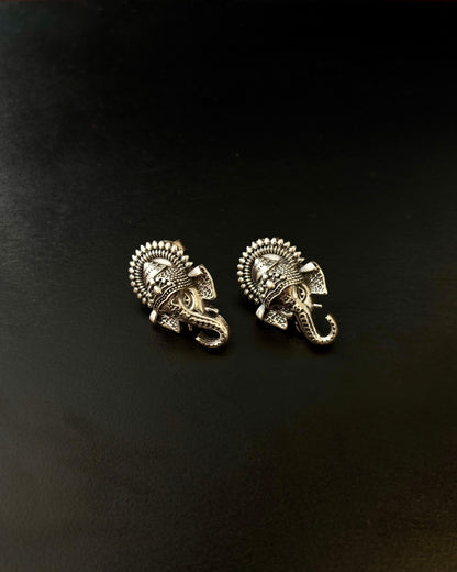 Vakratunda Silver Stud Earrings