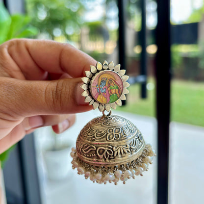 Madhavi Silver Antique Jhumkas