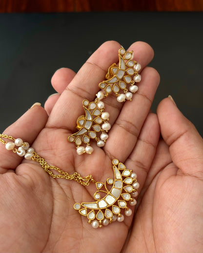Mother of pearls gold plated Silver Pendant set, 92.5 silver jewellery