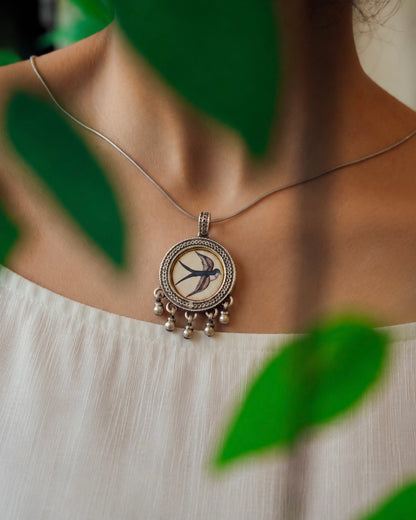 Saanjh Barn Swallow Miniature Silver Pendant