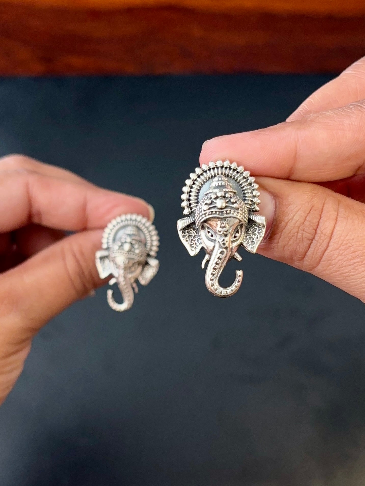 Vakratunda Silver Stud Earrings