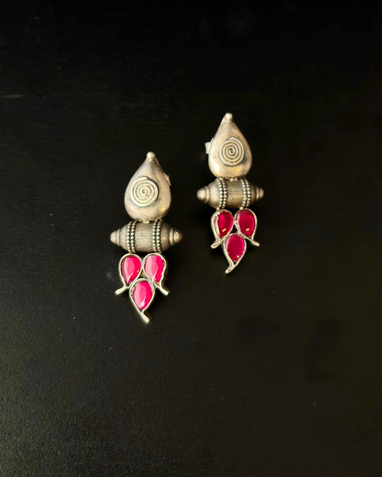 Surkhab Ruby Silver Earrings
