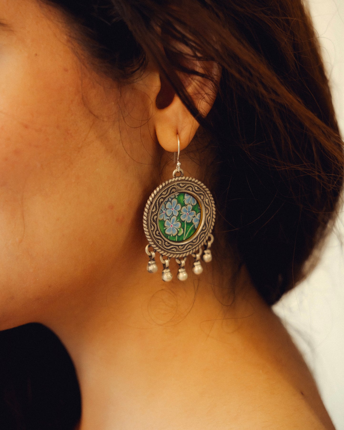 Gulzari Neel Miniature Silver Earrings