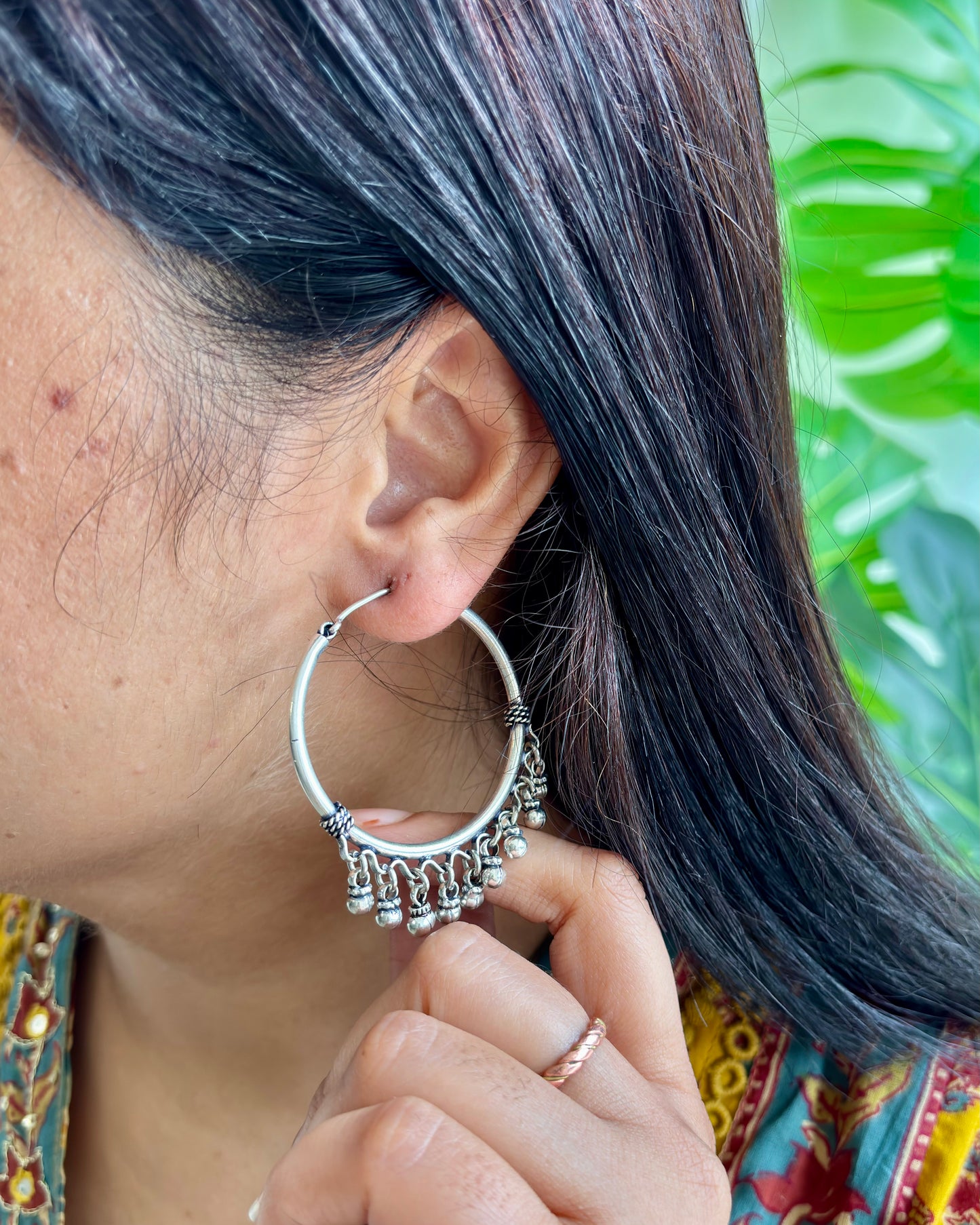 Ghoomar Silver Hoops