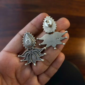 Lotus Engraved SIlver Studs