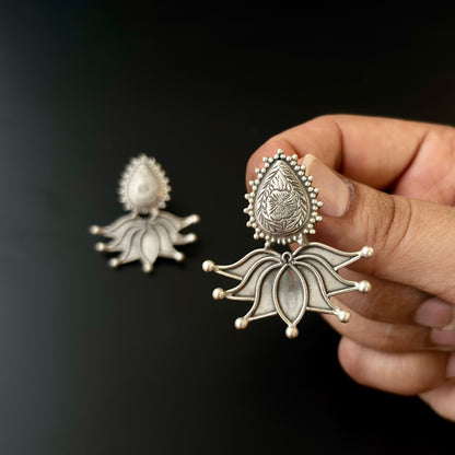 Lotus Engraved SIlver Studs