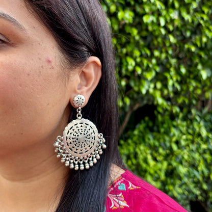 Vamika Silver Antique Jhumkas