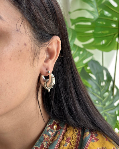 Gokhru Silver Hoops