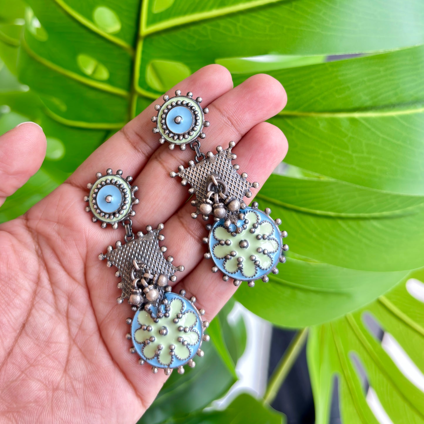 Pranavi Enamel-SIlver Earrings