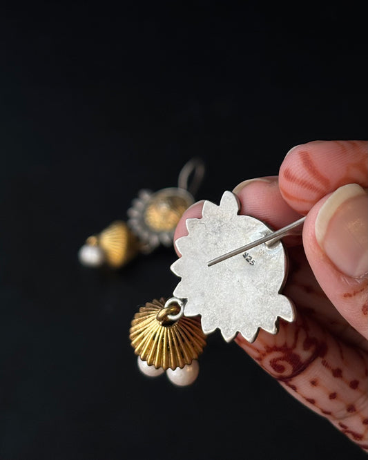 Meher Dual Tone Silver Earrings