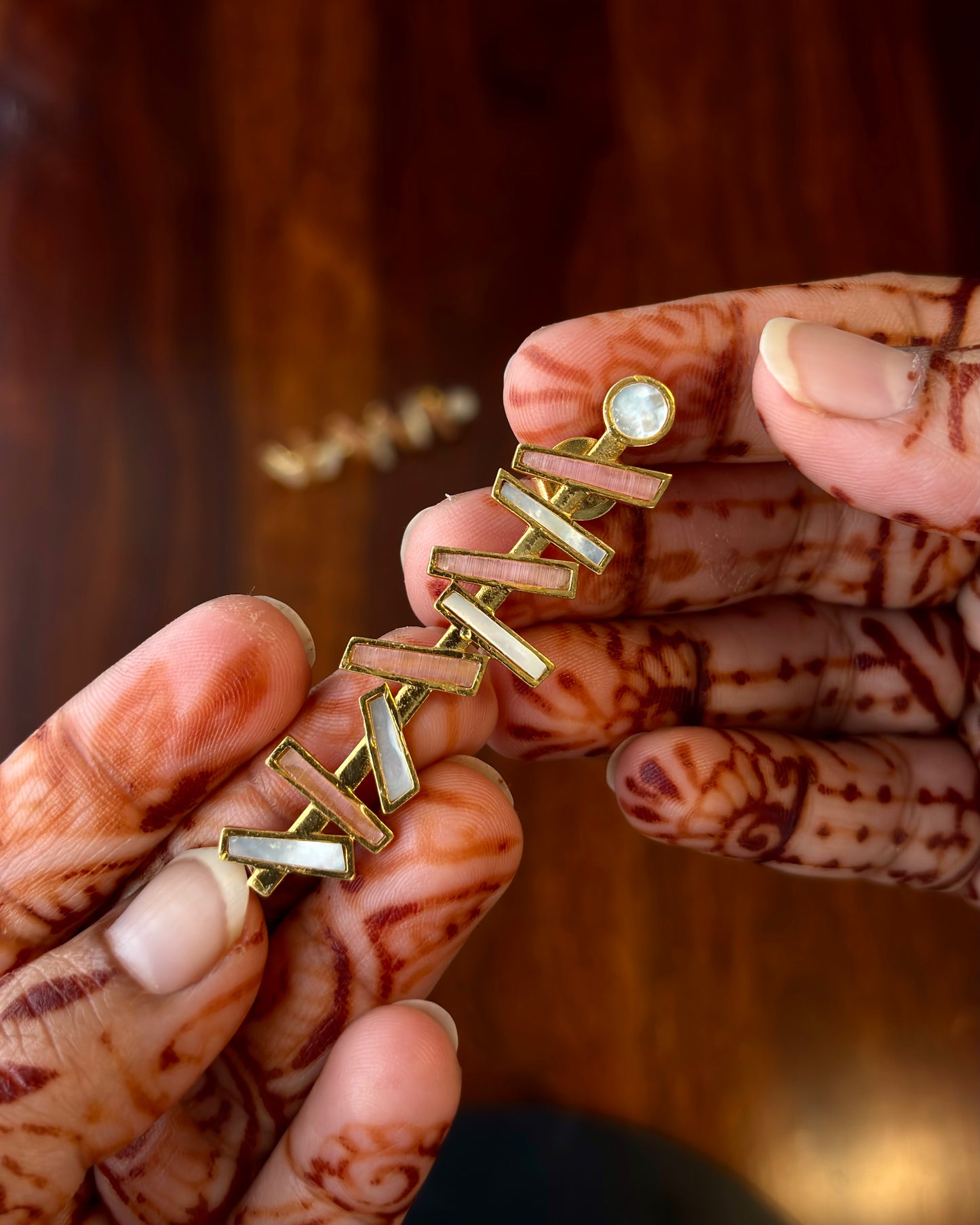 Ritambh Mother Of Pearls Silver Earrings