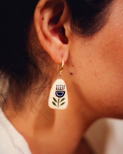 Folk Art Ceramic Earrings