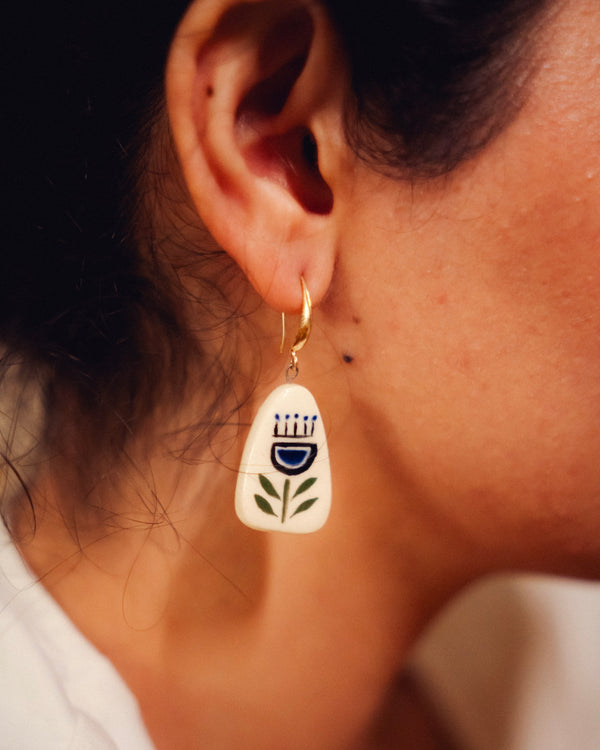 Folk Art Ceramic Earrings