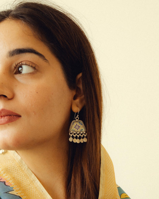 Mridula Handpainted Miniature Silver Earrings