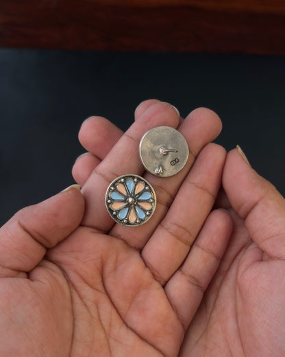 Ranj Enamel Silver Studs
