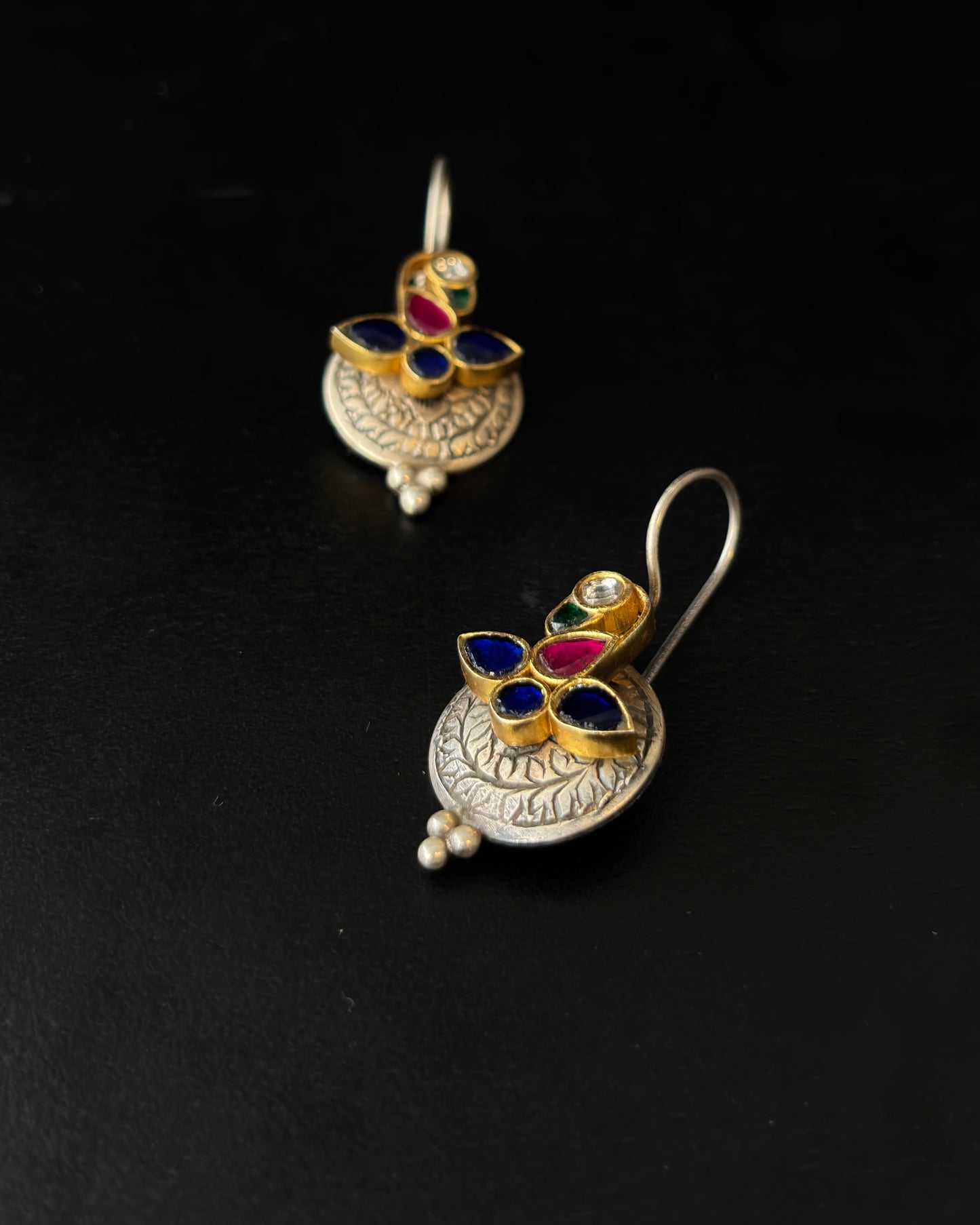 Rangrez Dual Tone Silver Earrings