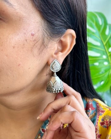 Rewa Silver Jhumki Earrings