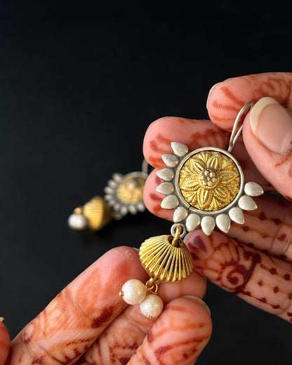 Meher Dual Tone Silver Earrings