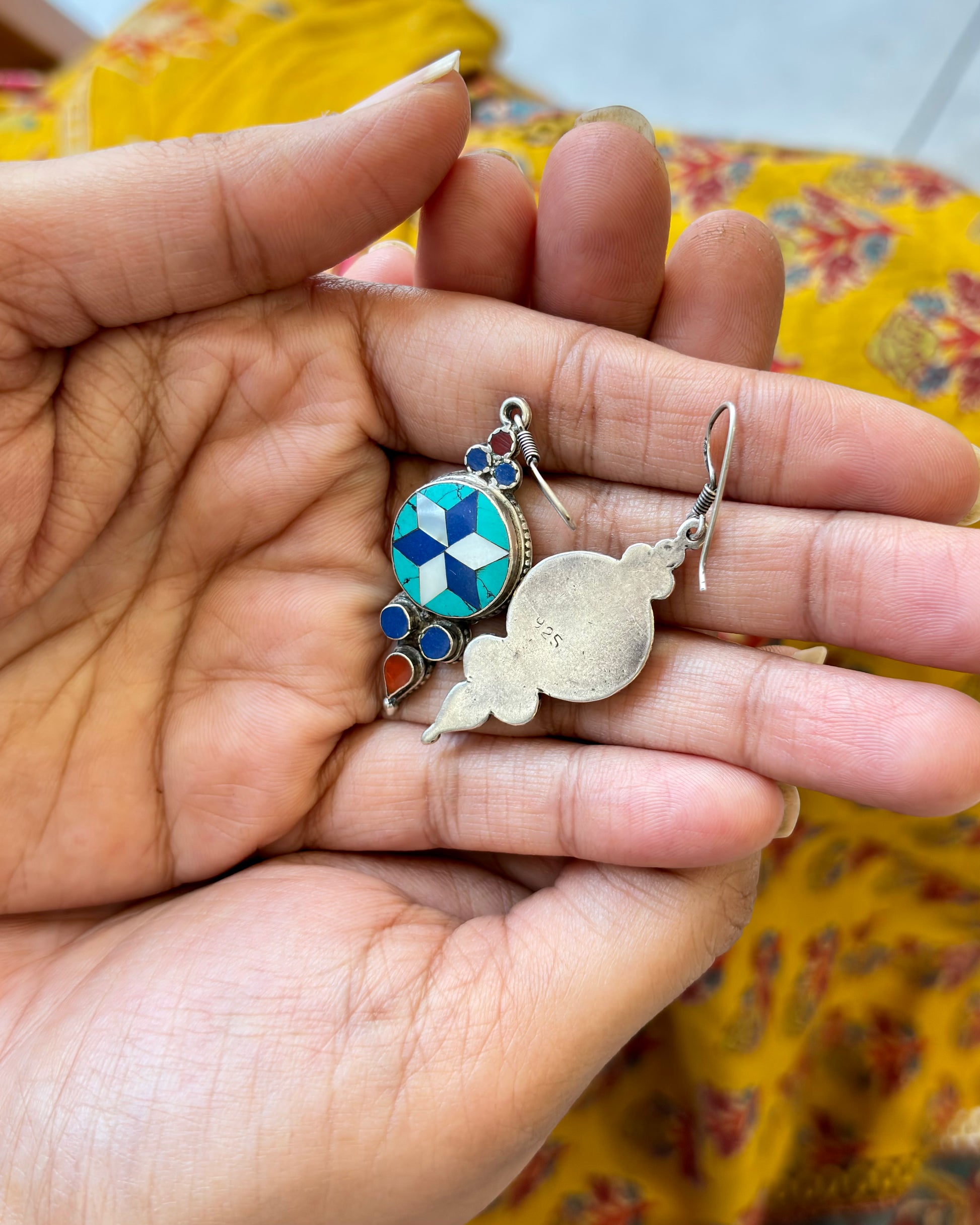 Stone Silver earrings, 925 SIlver