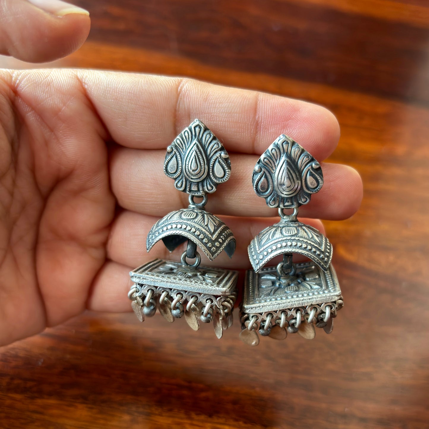 Jharna Tribal Dhun Chime Silver Jhumkas