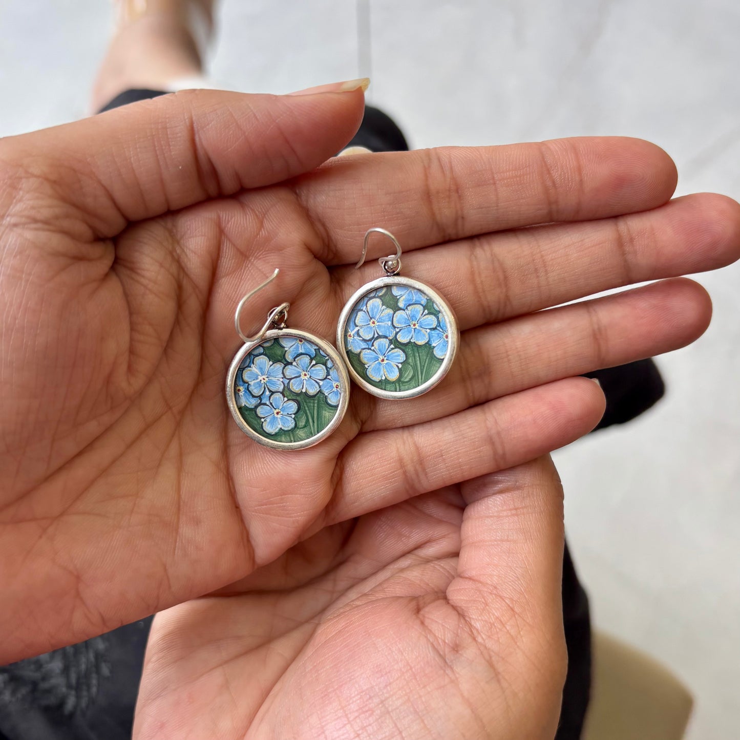 Gulzari Neel Pichwai Silver Drop Earrings