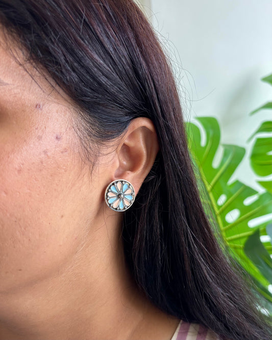 Ranj Enamel Silver Studs