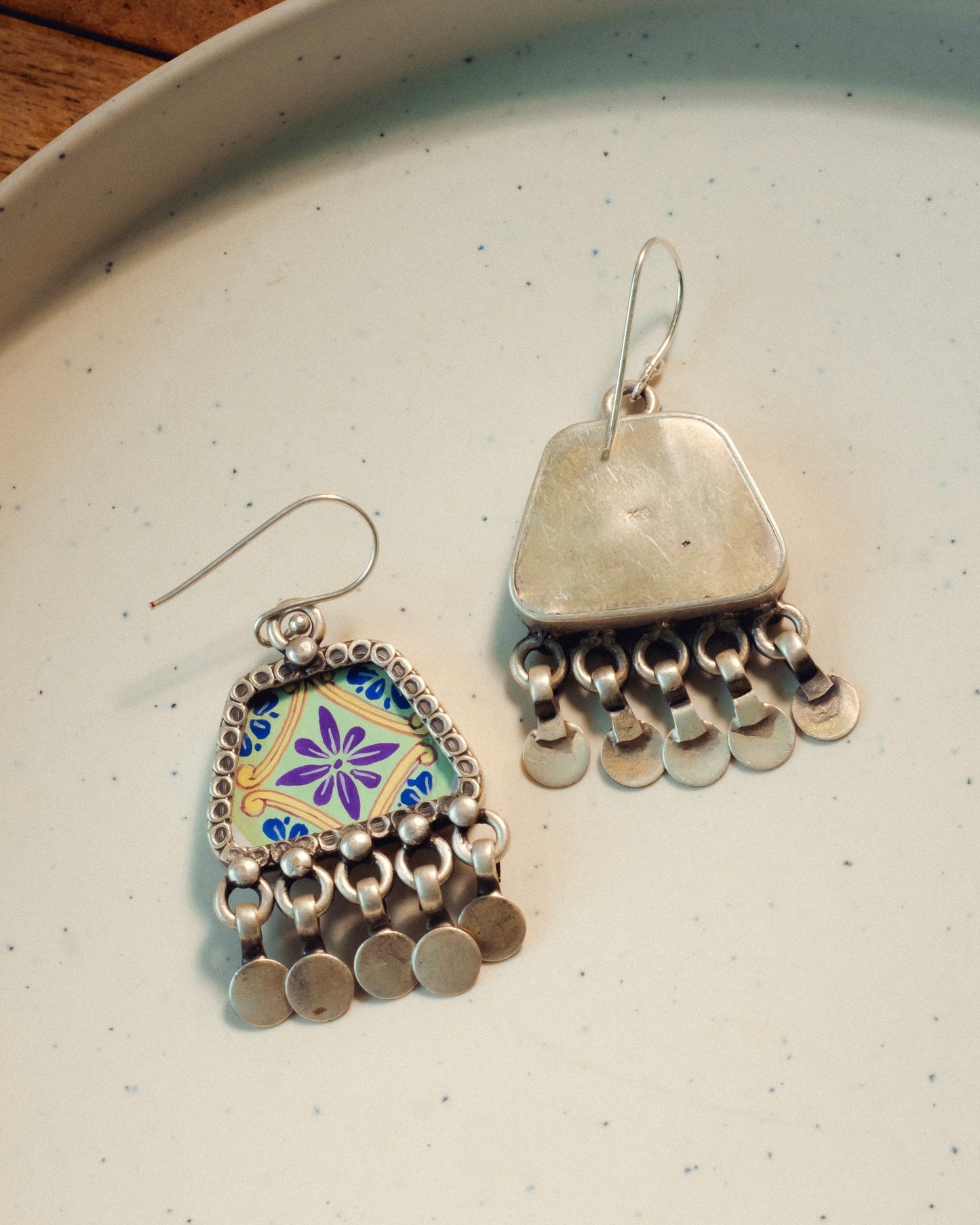 Mridula Handpainted Miniature Silver Earrings
