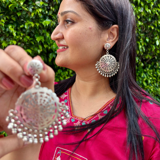 Vamika Silver Antique Jhumkas