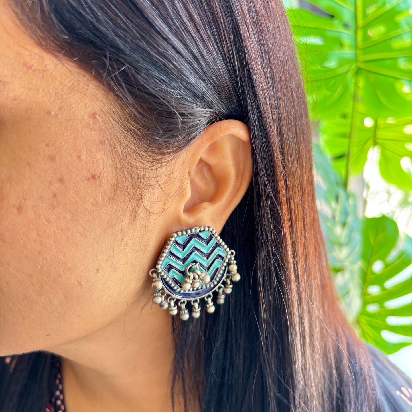 Banjari Enamel-Silver Earrings
