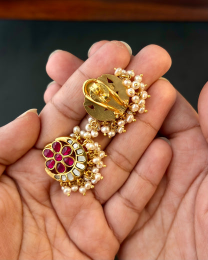 Anika Kundan Earrings – Mother of Pearl