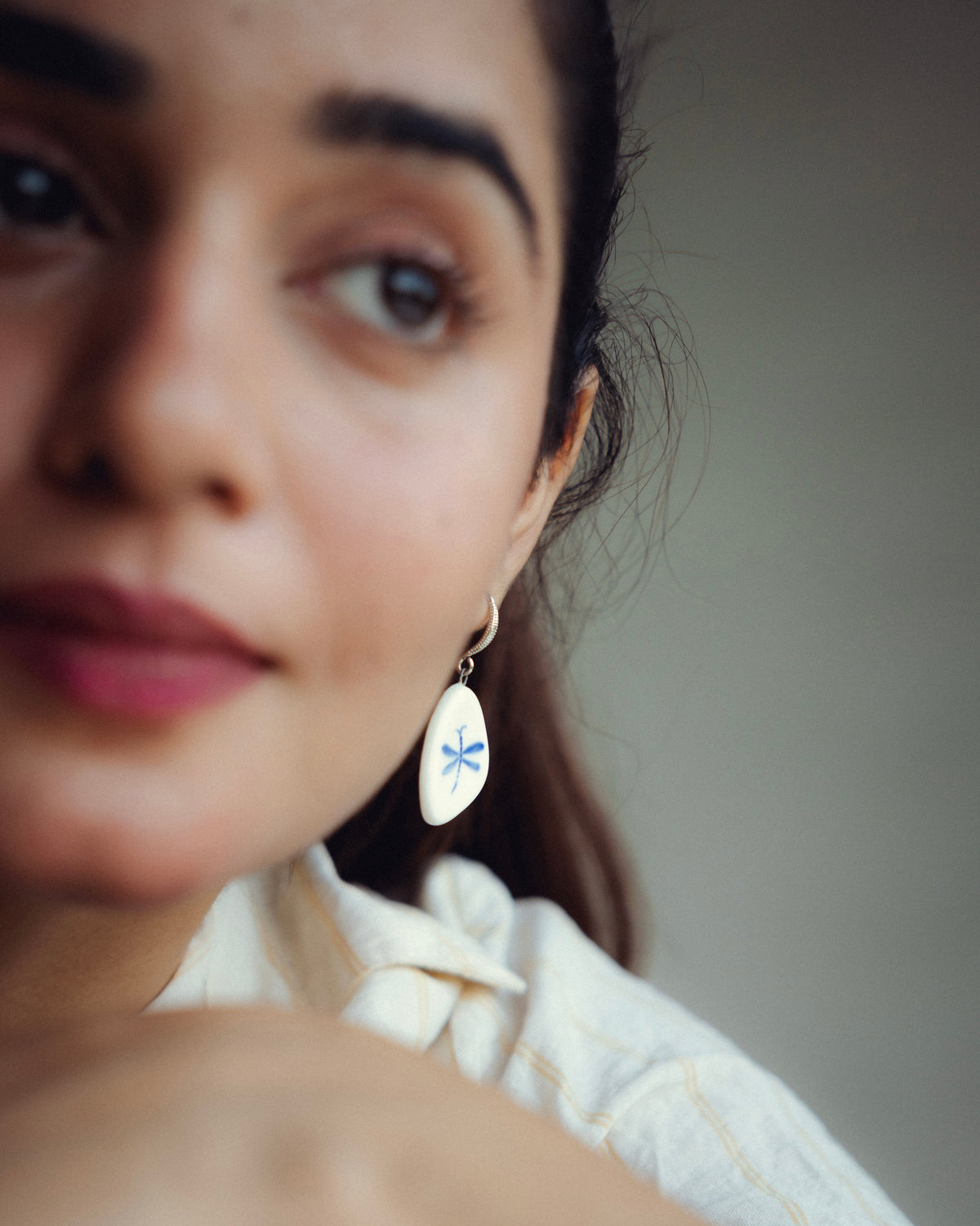Azure Dragonfly Ceramic Earrings