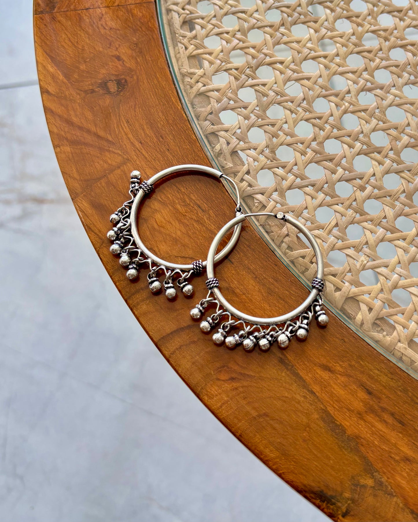 Ghoomar Silver Hoops