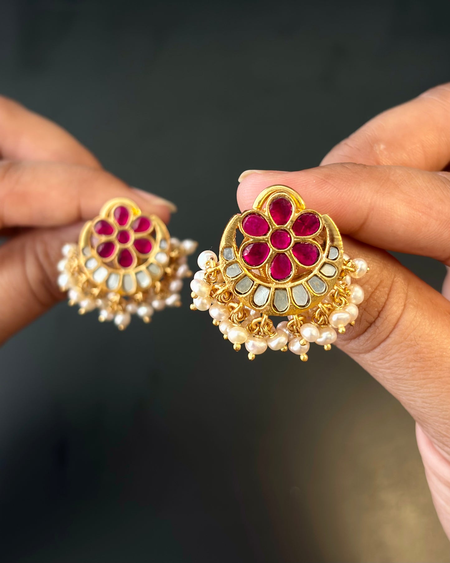 Anika Kundan Earrings – Mother of Pearl