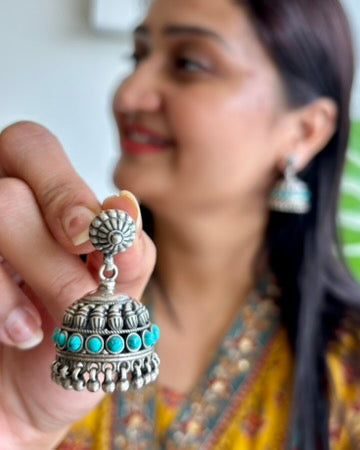 Rewa Turquoise Jhumki Earrings