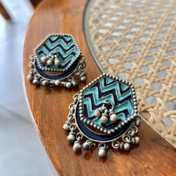 Banjari Enamel-Silver Earrings