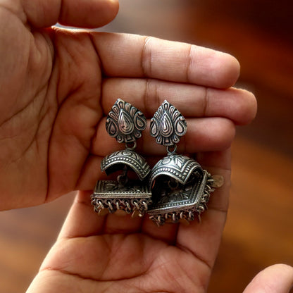 Jharna Tribal Dhun Chime Silver Jhumkas