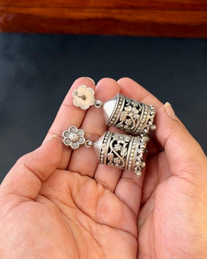 Anya Jali Silver Jhumki Earrings